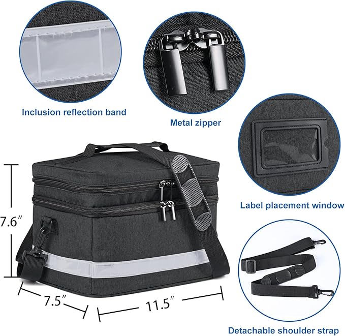 Medication Organizer Storage Bag,Portable Pill Bottle Organizer with Hand or One Shoulder,Travel Medicine Bag with Strap,Famliy First Aid Box for Medication(Black)