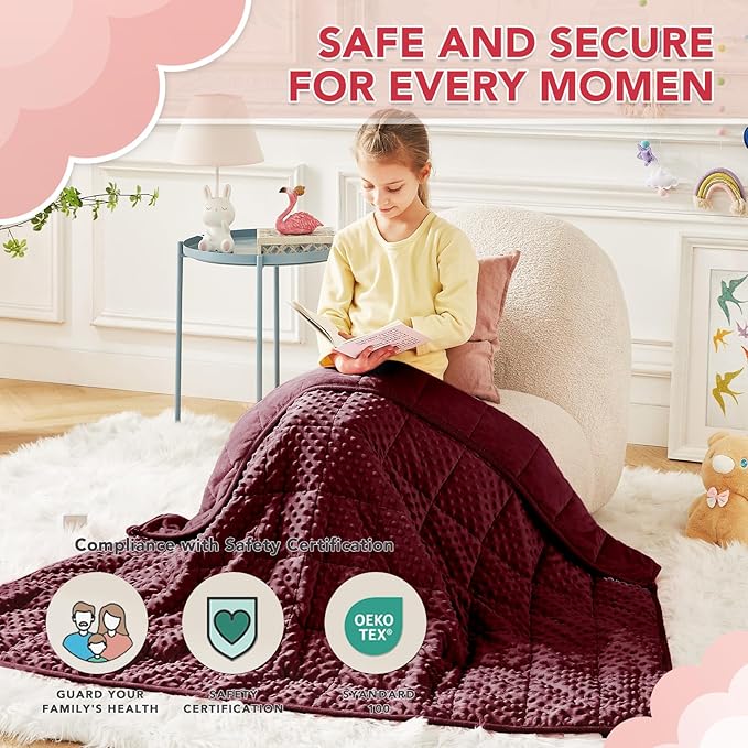 CuteKing Weighted Blanket - 40"x60" 7lbs Minky Dots Heavy Blanket with Glass Beads Soft Breathable for All-Season Summer Fall Winter Thick Comfort for Rest