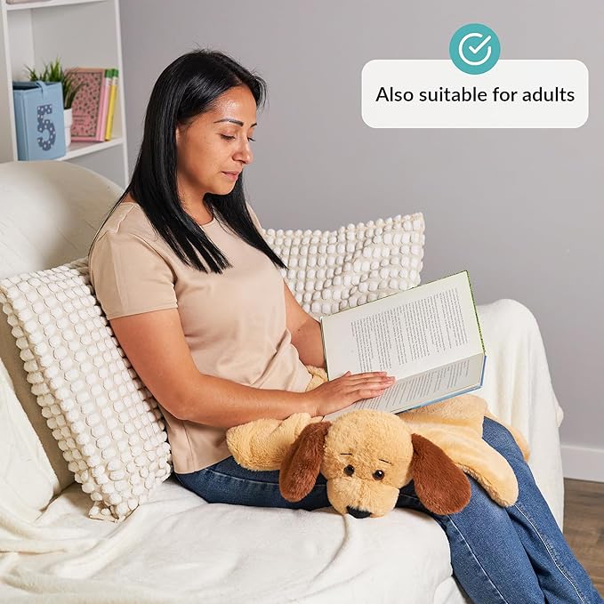 ODOXIA Weighted Lap Pad for Kids | Calming & Comforting | Weighted Lap Animal | Dog Buddy | Sensory Weighted Animals | Weighted Lap Blanket for Sensory Needs | Carrying Bag Included | 5 Lbs