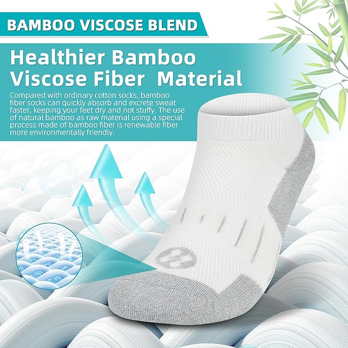 Diabetic Socks for Men,4 & 6 Pairs Low Cut Bamboo Viscose Wide Mens Diabetic Socks Size 9-11 10-13