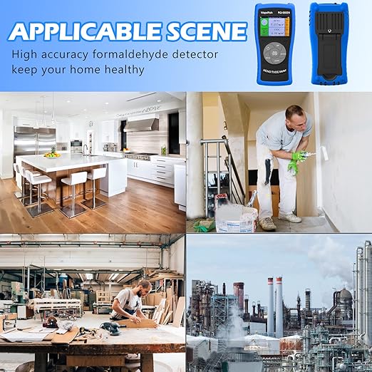 Air Quality Pollution Monitor, Formaldehyde Detector 0-2.50 mg/m³, 2-in-1 TVOC Meter HCHO Tester Indoor with Alarm, USB Rechargeable for Home, Office, HVAC - RQ-5800N