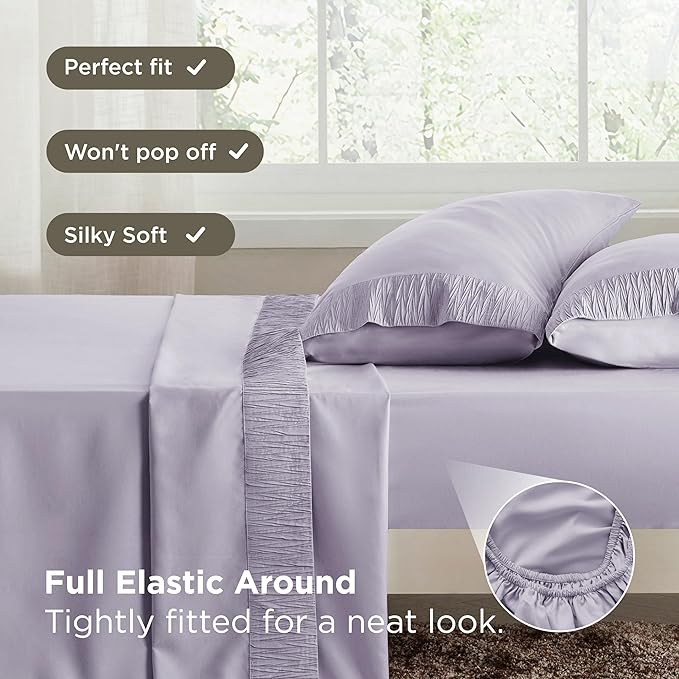 Bedsure Full Size Bed Sheets - 4 Pieces Soft Full Sheet Set - Breathable & Cooling - Hotel Luxury - Easy Care Polyester Microfiber Bedding for Women, Men, Lavender