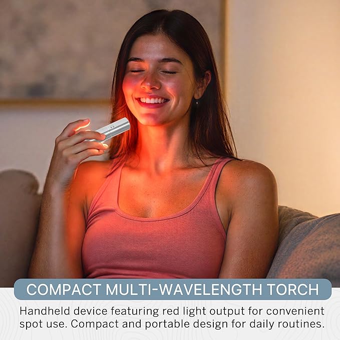 Infrared & Red Light Therapy Torch for Body, Face, Eyes, Hair, & Knee Wellness Support | Portable Infrared Wand for Relaxation, Muscle Comfort and Healthy-Looking Skin | 630nm 660nm 850nm