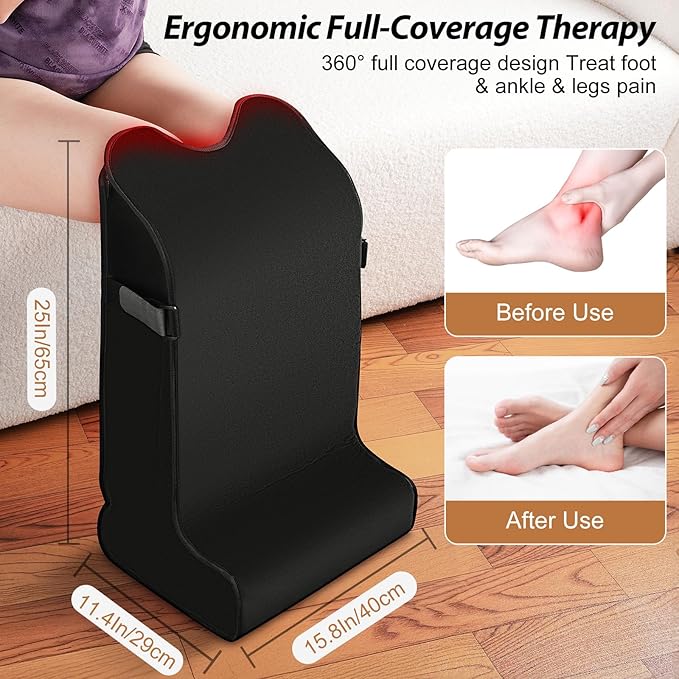 Red Light Infrared Therapy Device for Feet Legs Knees Ankle Large Wrap 15.8" x 11.4" x 25" 480 Dual Wavelength LED 5 Modes Adjustable Power & Timer Pain Relief Treatment Health Care