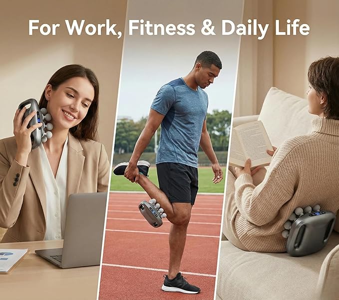 16-Head Deep Tissue Body Massager with Heat, 3 Modes & 30 Intensities, Multi-Head Back Massager for Full Body Relief, Quiet Percussion Massager for Back, Neck, Legs, Waist,1800mAh Battery