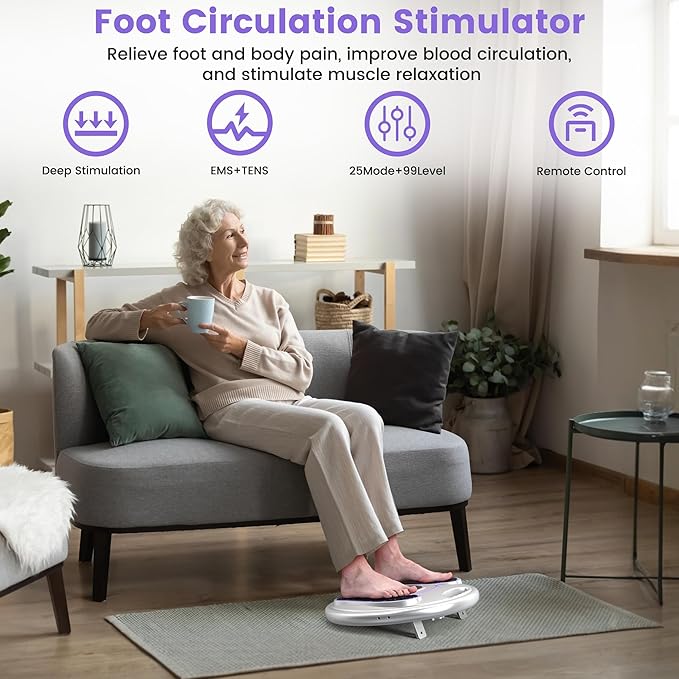 EMS Foot Massager for Neuropathy, NMES Foot Stimulator for Neuropathy Feet Massager for Circulation and Pain Relief EMS with TENS Unit Muscle Stimulator Pads