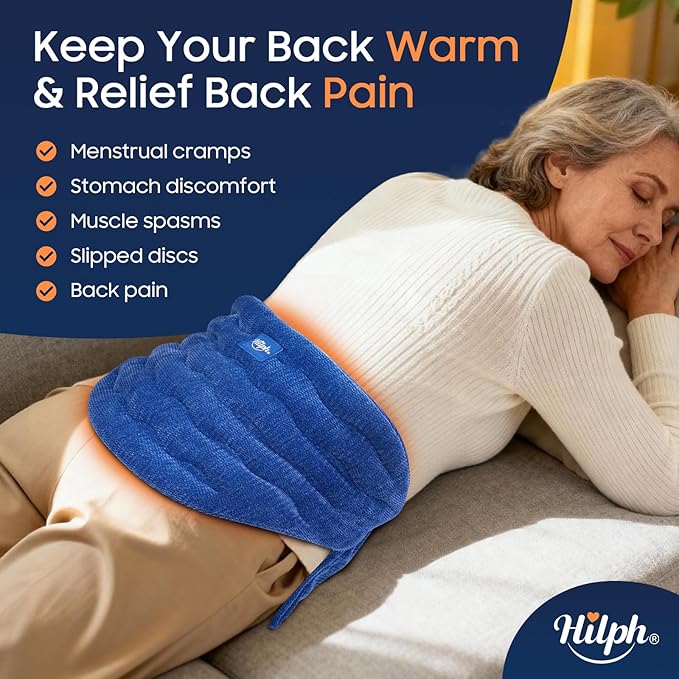Hilph Heating Pad for Back Microwavable, Extra Large Microwave Heated Pack with Moist Heat for Lower Back Pain Relief, Menstrual Cramps, Waist, Stomach, Neck, Shoulder, Lumbar, Unscented Wearable