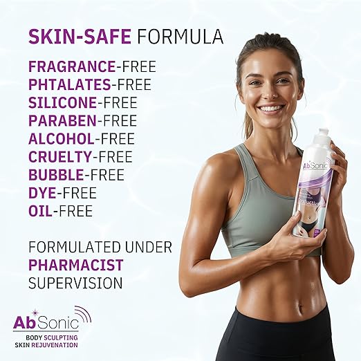 Absonic Conductive Gel for Ultrasound, Cavitation, Microcurrent, RF, TENS & EMS Devices – 2-Pack (17 oz Total) – Water-Based, Paraben-Free – Designed in France