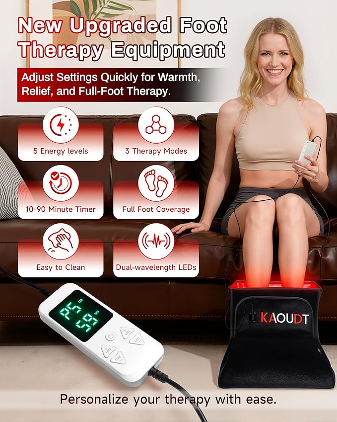 2026 Upgraded Red Light Therapy for Feet Neuropathy, Medical-Grade TPU Film & Easy-Clean Design, Dual-Wavelength LEDs, Full Foot Coverage for Plantar Fasciitis Pain, FSA/HSA Eligible