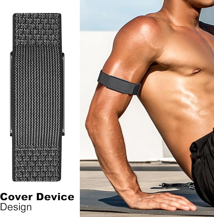 Hook & Loop Sport Nylon Ankle/Arm/Wrist Band Compatible with Amazfit Helio, Quick Release with Cover Design Bicep Strap for Women Men