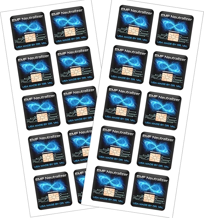 Cell Phone EMF Protection Neutralizers - USA Made - Slim Design - Developed by Dr. Valerie Nelson - 20 Pack