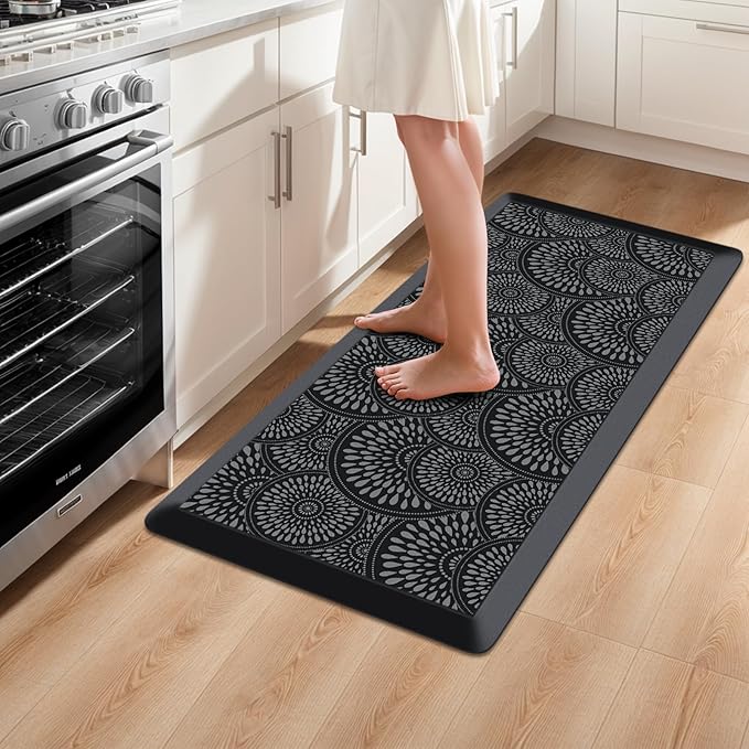 Mattitude 4/5 Inch Kitchen Mat, 20x39in Heavy Duty Ergonomic Comfort Foam Standing Desk Mat, Waterproof Non-Slip Standing Mats and Rugs for Kitchen, Office, Black