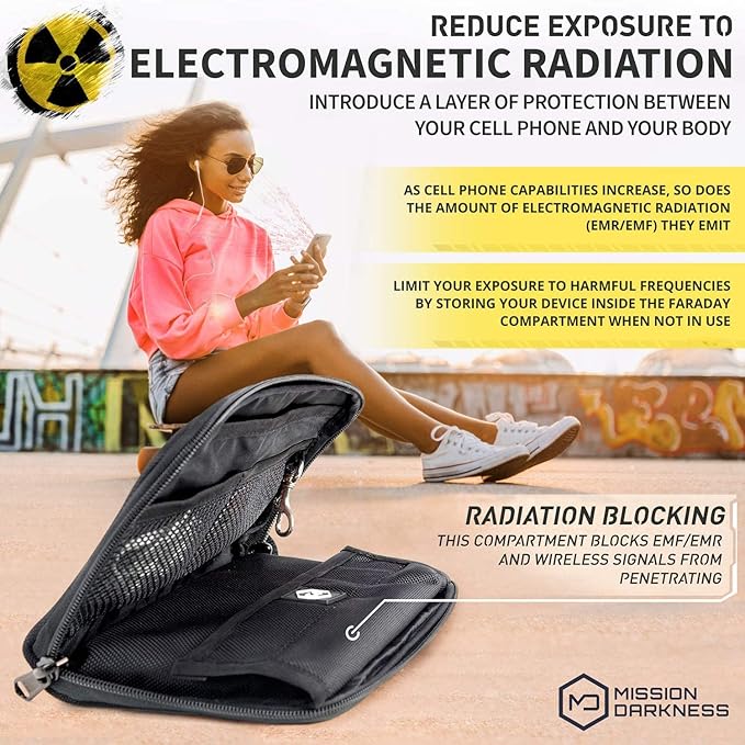 Mission Darkness Phone & Keyfob Faraday Bag Bundle - Collection Includes 1 Mojave Faraday Phone Bag + Keyfob Shield (2-Pack). RF Shielding, Anti-tracking & Hacking, EMF Reduction, EMP Protection.