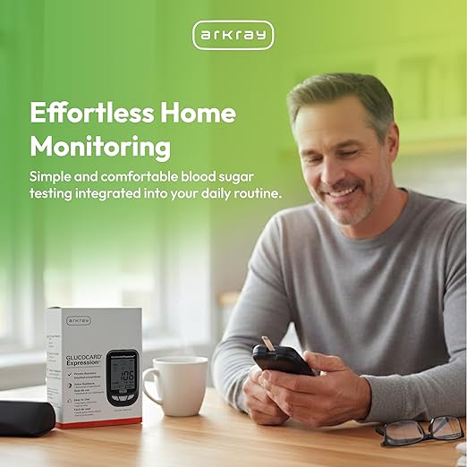 ARKRAY GLUCOCARD Expression Blood Glucose Monitor Kit – Audio-Enabled, Auto-Code Blood Glucose Monitoring System - Includes 10 Test Strips, 10 Lancets, 1 Lancing Device & 1 Bottle Control Solution