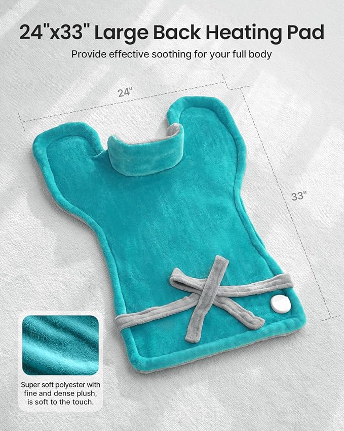RENPHO Heating Pad for Back, Mothers Day Gifts for Mom & Birthday Gifts for Men Women, FSA Eligible & HSA Store, Weighted Electric Heat Pad for Neck and Shoulder, ETL Certified, 24"x33", Gray Green