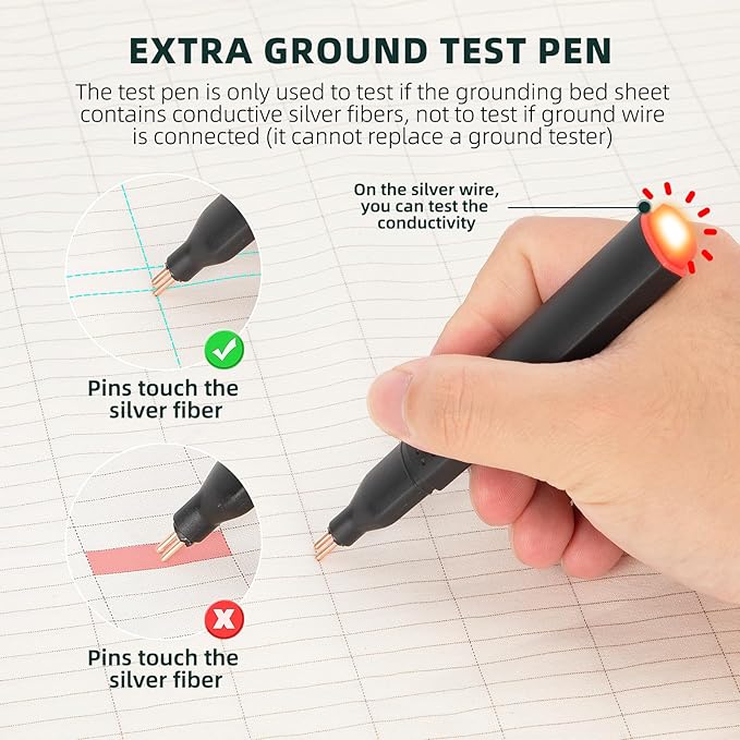 Grounding Sheet, 90% Organic Cotton+10% Pure Silver Organic Grounded Sheet for Improved Sleep, Pain Relief, with Static Grounding Cord and Test Pen (White, (60.1 * 80 * 15.1inch))