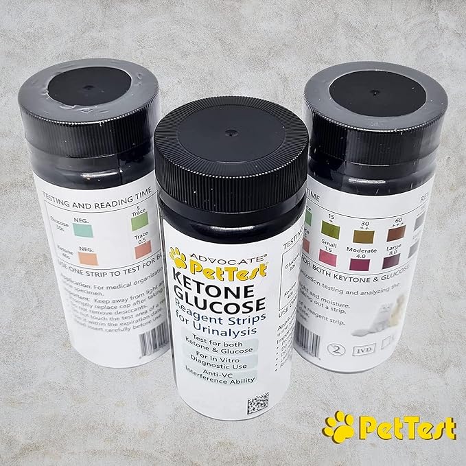 Pet Urine Test Strips Ketone Glucose Strips for Dogs and Cats Urinalysis (50 Strips) Monitoring and Avoid UTI by Advocate Pettest