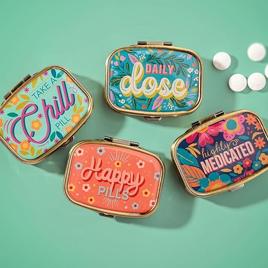 Karma, Chill Pill Organizer Travel Friendly Portable Compact Pill Box, Pill Container to Hold Meds, Vitamins, Supplements for Purse/Pocket, Take Your Meds