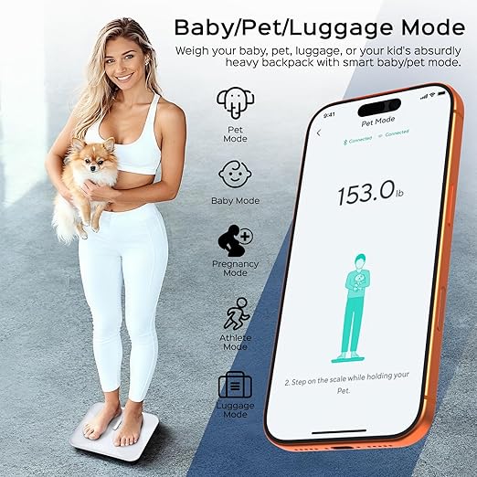 Wyze Smart Scale X Butterfly - Bathroom Scale for Body Weight, BMI, Body Fat, Muscle Mass, Accurate Bluetooth Digital Scale for Body Composition Analyzer | Sync Health Apps | ITO Glass, 400 lbs, White