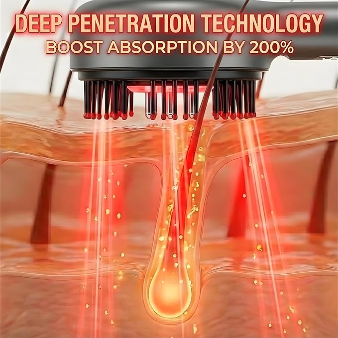 Electric Scalp Massager with Oil Applicator, 3-in-1 Head Massager Brush for Hair Care, Red Light Therapy, IPX7 Waterproof, Scalp Care Device for Home & Travel, Black