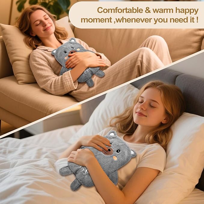 Hot Water Bottle wtih Cover, Hot Water Bag, 2L Rubber Warm Hot Water Bottles Pouch with Soft Waist Cover for Neck, Shoulder, Back, Hand, Legs and Period Pain Relief