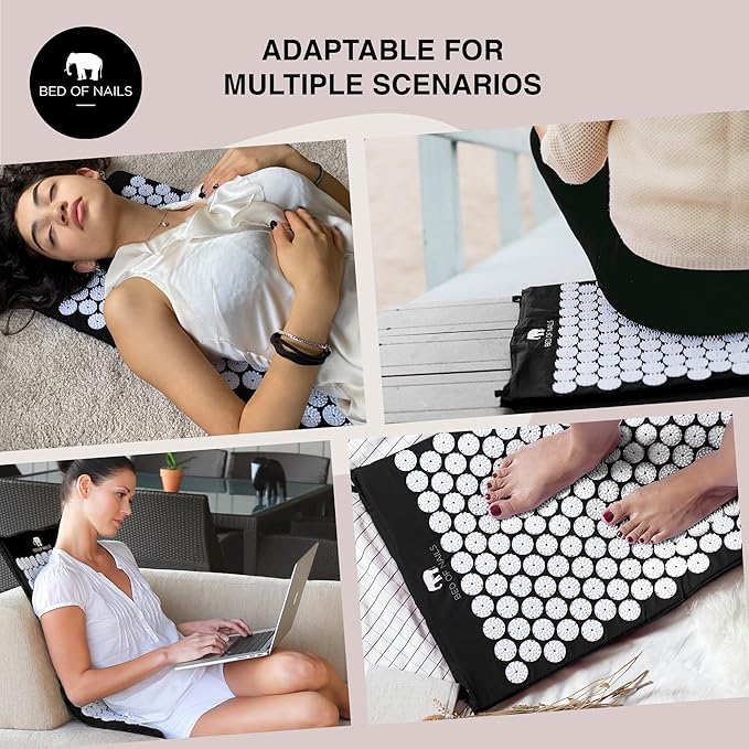 Bed of Nails Acupressure Mat – Original Bon Acupressure Design with 8820 Precision Nails, 29 x 16 x 1", Jet Black
