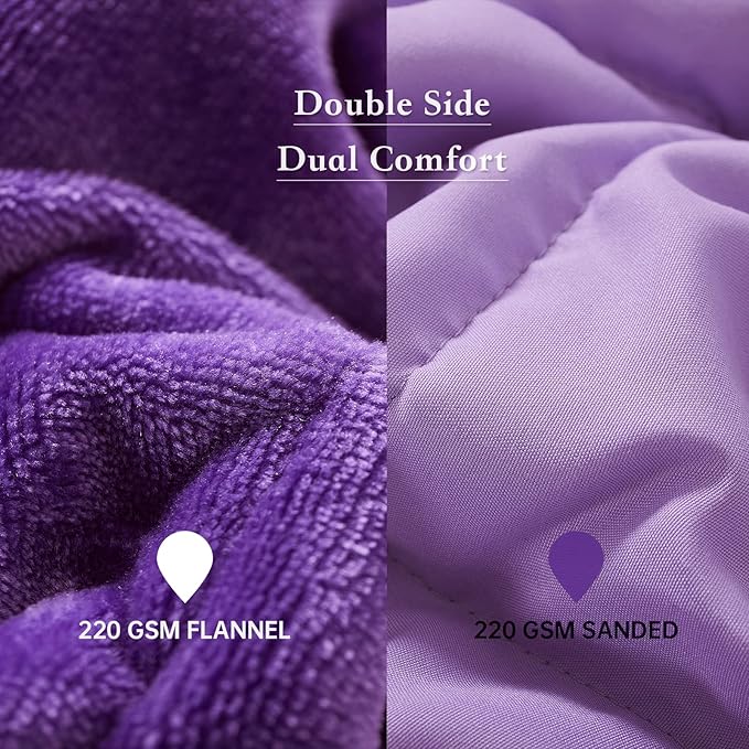 Satwip Purple Weighted Blanket 15 Pounds, Fuzzy Warm Flannel Throw Blanket with Soft Breathable Sanded, 48 x 72 inches, Purple