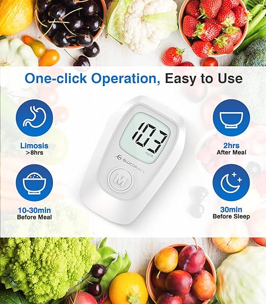 Glucoracy G-425 Glucose Monitor Kit, Blood Sugar Monitor with Glucose Meter, Lancing Device, 100 Test Strips and 100 Lancets, Blood sugar testing kit for Home Use, Diabetes Home Testing Kit