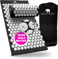 Bed of Nails Mat and Pillow Set – Original Bon Acupressure Design with 10962 Precision Nails, Mat: 28.5 x 16.5 x 1", Pillow: 14.5 x 6 x 4", Jet Black
