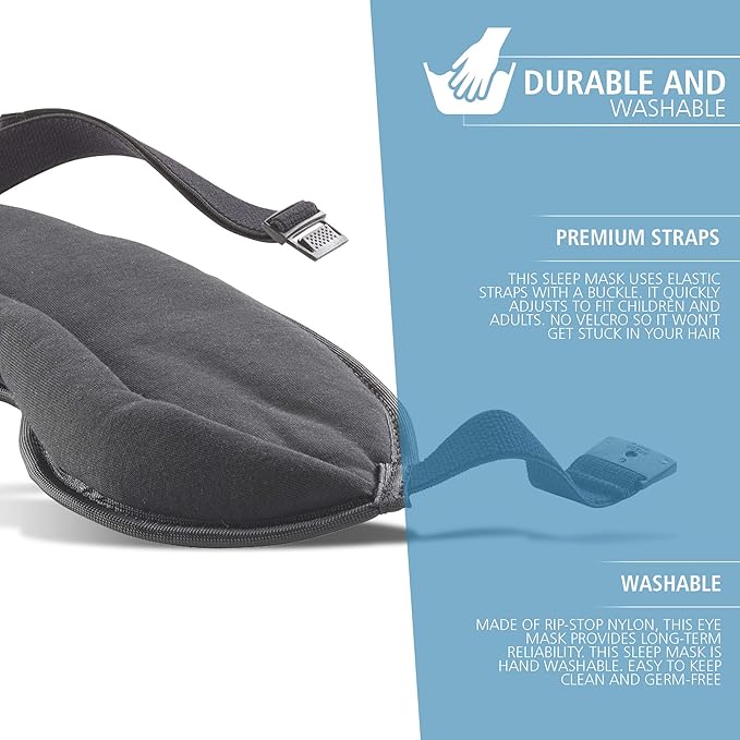 Lewis N. Clark Men's Travel Comfort Eye Mask with Adjustable Straps, Black, Single (505-Black)