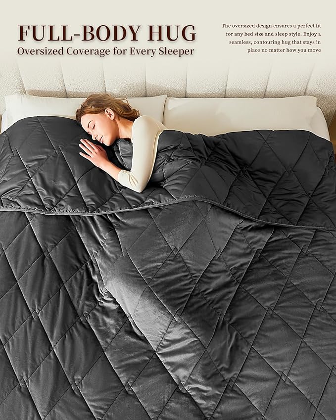 L'AGRATY King Size Weighted Blanket for Adults 25lbs, 88"x104" — Cooling Breathable Heavy Blanket with Glass Beads for Sleeping Perfect for Hot Sleepers & Couples Machine Washable All-Season Grey