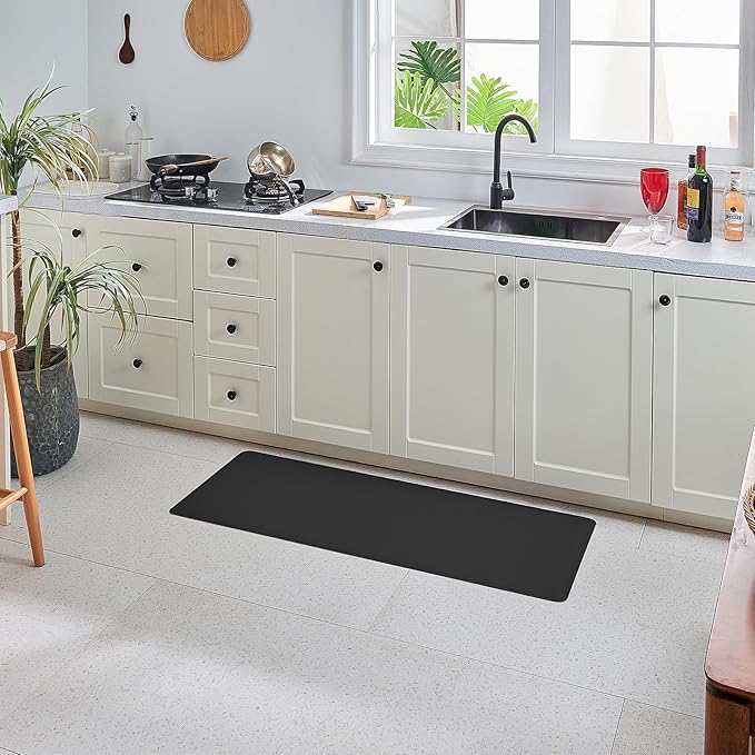 Anti Fatigue Kitchen Rugs Kitchen Mats for Floor,Cushioned Non-Slip Waterproof Ergonomic Comfort Rug Standing Mat for Kitchen,Doing Dishes,Floor,Home,Office,Sink,Laundry,Black,17.3"x47.2"