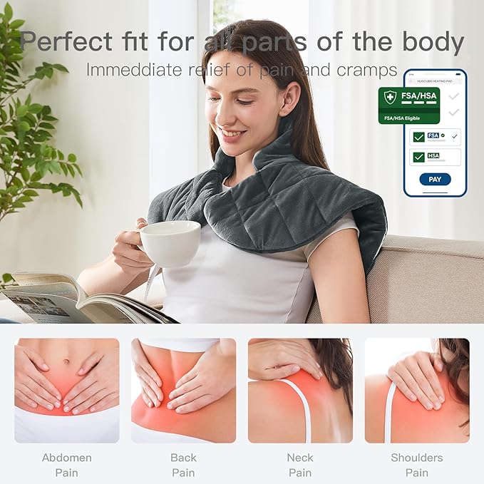 Neck Weighted Heating pad XL 19''x24'' fsa Eligible Items only List Heat pad for Period Cramps Heating Pads Large Heated pad for Back Pain Relief Products for Mom Dad
