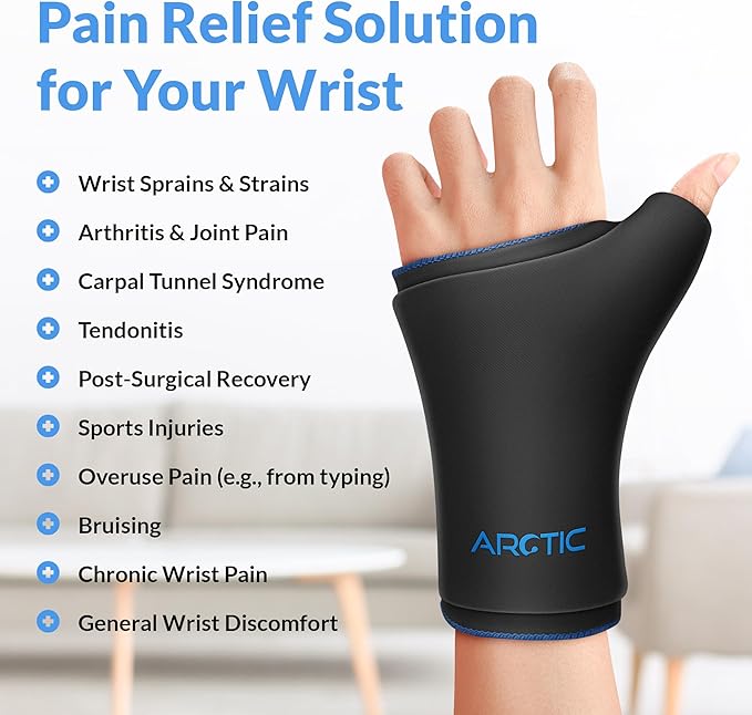Two Pack | Wearable Thumb & Wrist Ice Pack – Reusable Hot Cold Compression for Hand, Finger, Carpal Tunnel, Arthritis, and Tendonitis Relief (Large)