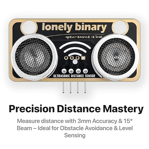 5-Pack Ultrasonic Distance Sensor Gold Edition - Supports 4 Modes (I2C, UART, 1-Wire, GPIO) HC-SR04 Compatible for Arduino, Raspberry Pi, ESP32 Projects