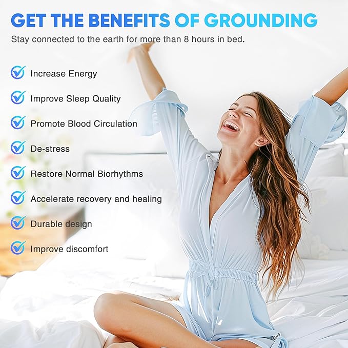 Grounding Sheets Full XL, 95% Organic Cotton+ 5% Pure Silver Fiber, Grounded Sheets with Grounding Cord, Bed Grounding Kit for Healthy Sleep Therapy Full XL-54"x 80"x 13" DeepGrey