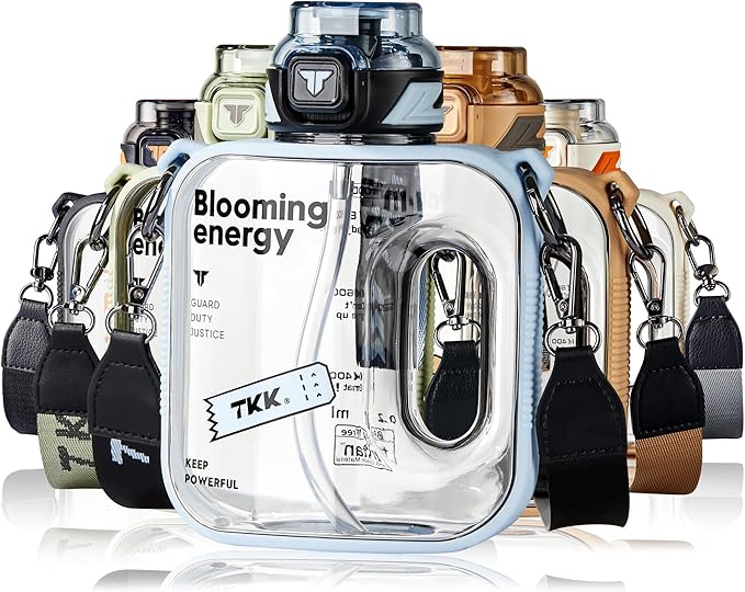 TKK 32oz Sports Hydration Bottle with Straw - BPA Free Tritan, Dishwasher Safe 1L Capacity Plastic Water Bottle for Gym, Yoga, Travel, Camping & Outdoor