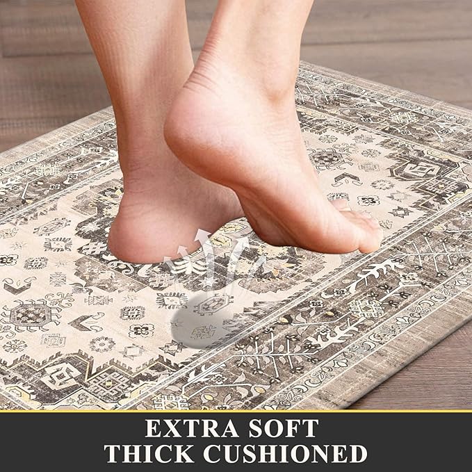 Pauwer Anti Fatigue Kitchen Mat Set of 2 Non Slip Kitchen Mats for Floor Cushioned Kitchen Rugs Comfort Standing Mat Farmhouse Waterproof PVC Foam Kitchen Floor Mat Runner