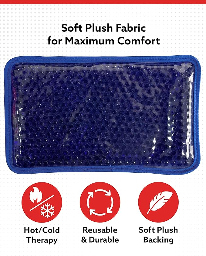 Alpi Rectangle Plush Gel Bead Ice Pack – 2 Pack Reusable Ice Packs with Beads for Hot & Cold Therapy - Soft, Plush Comfort for Muscle Aches & Relaxation (Blue)