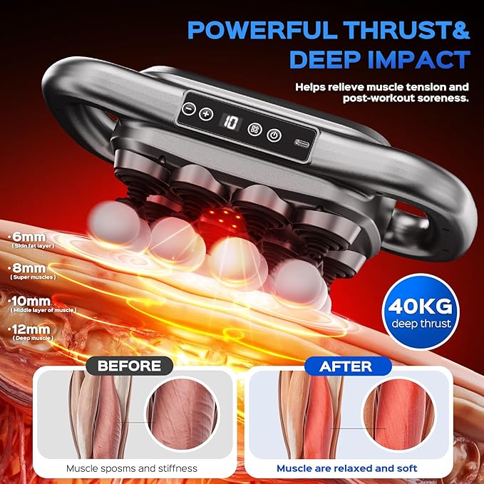 16- Head Massage Gun Set, Deep Tissue Percussion Massager, 2600mAh Quiet Electric Massage Tools with 9 Styles & Levels for Back, Shoulders, Legs, Foot, Body Muscle Pain Relief, Color Gunmetal