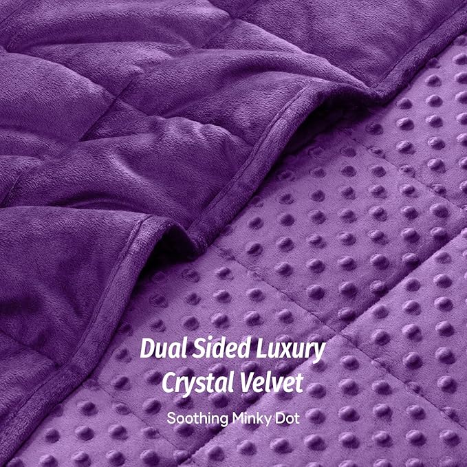Wemore Minky Dot Weighted Blanket for Adults King Size 20 lbs, Soft Cozy Heavy Blanket for Bed and Couch, Breathable Blanket for All-Season with Glass Beads, Purple 80 x 87 inches