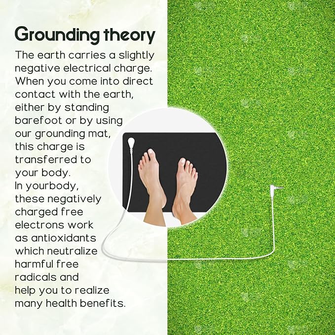 Grounding Mat for Sleeping, Carbon Leatherette Grounding Pad for Bed, Foot and Computer - Relieves Pain, Stress & Inflammation, 39 * 11.8in Earth Mat Home Office Travel
