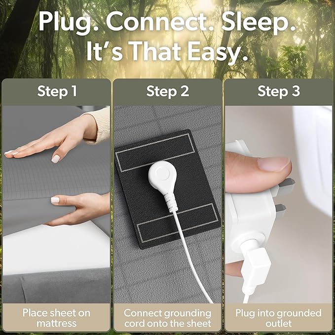 Grounding Sheet (Organic Cotton with Silver Fibres), Deep Sleep, Recovery & Sleep Optimisation, Grounded Bed Sheet for Natural Sleep Therapy, Breathable Fitted Sheet, Deep Pocket, Queen, Gray