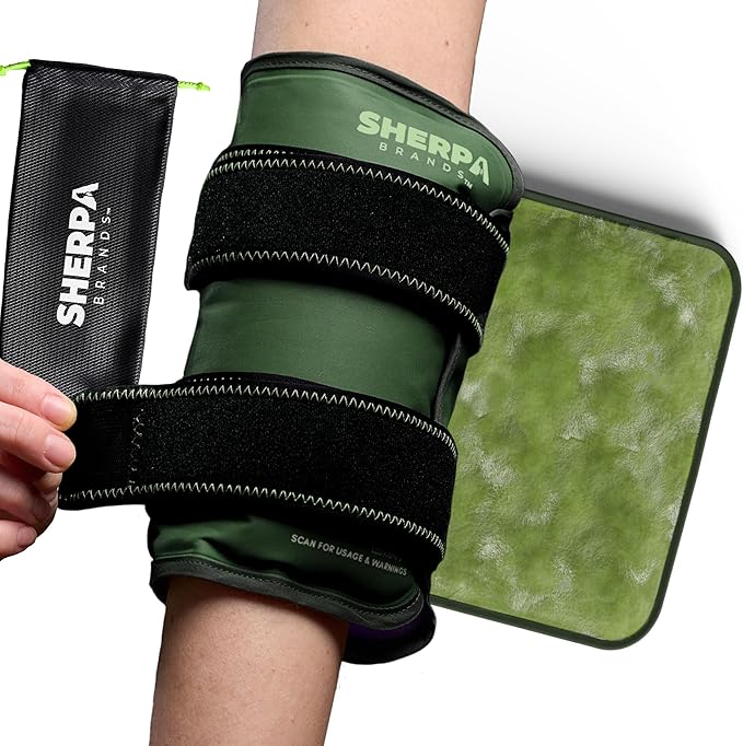 Medium Gel Ice Packs for Injuries Reusable Wrap with Straps - Hot and Cold Pack for Pain Relief, Tennis Elbow, Ankle, Foot, Hand - 8" x 12" - Green