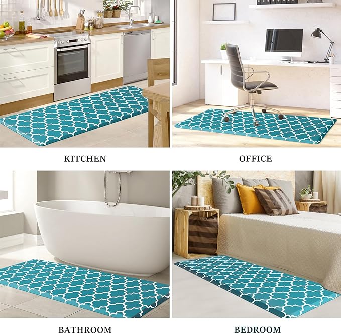 WISELIFE Anti Fatigue Floor Mat - 4/5 Inch Thick Kitchen Mat Non Slip Waterproof Heavy Duty Ergonomic Comfort Mat Durable for Home, Office, Sink, Laundry,(24" x 70", Green)