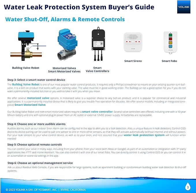 YoLink Water Leak Sensor 3, with Built-in Siren Up to 105dB, Compatible with Alexa and IFTTT - SpeakerHub Included