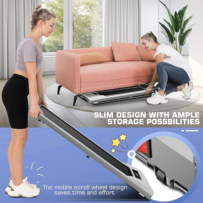 FUNMILY Walking Pad Treadmill Under Desk, 2.5HP Small Treadmill for Home/Office, 2026 Upgrade 3-in-1 Mini Treadmills with App, Remote Control, LED Display, 300 LBCapacity