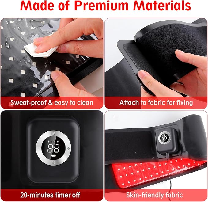 Wireless Red Light Therapy Belt, Portable Infrared Light Therapy Wrap Red Light Therapy Device for Body with 10000mAh Power Pack for Back Shoulder Waist Muscle Pain Relief for Women Men