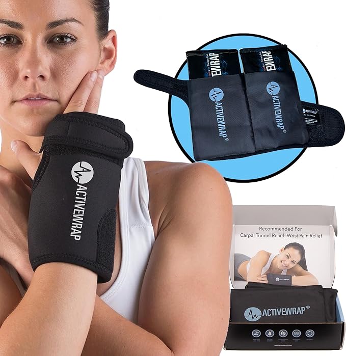 ActiveWrap Wrist Ice Pack Wrap – PT-Designed Gel Ice Packs for Hand & Wrist Pain, Adjustable Compression & Reusable Support, Cold Wrap for Carpal Tunnel, Swelling, and Sprains