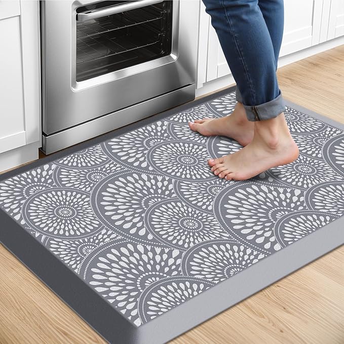 Mattitude 4/5 Inch Kitchen Mat, 20x32in Heavy Duty Ergonomic Comfort Foam Standing Desk Mat, Waterproof Non-Slip Standing Mats and Rugs for Kitchen, Office, Grey